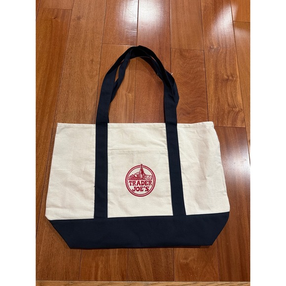 Trader Joe'S Handbags - Trader Joe's Canvas Tote Bag Reusable‎ Grocery Bag Big Shopping Bag